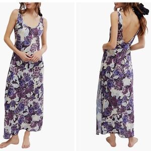 Free People Worth the Wait Floral Maxi Dress in Dark Night Combo $108 Retail NWT
